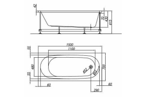 Ванна акриловая Kolpa San Tamia 150x70 белый - 3