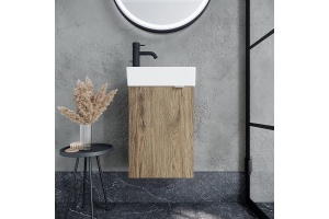 Тумба под раковину подвесная левая Sancos Mini 37 светлое дерево - 2