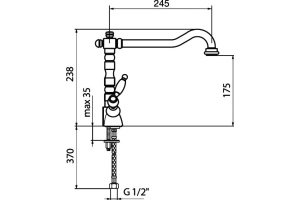 Смеситель Webert Dorian бронза, для кухонной мойки DO780102065 - 3