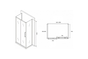 Душевой уголок Abber Schwarzer Diamant 150х85 черный стекло прозрачное - 2