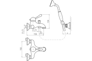 Смеситель Rav Slezak Labe L554.5/2SM для ванны с душем - 3