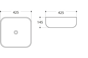 Раковина керамическая накладная AM-78106, цвет белый, 415х415х145 - 2