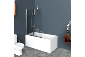 Шторка на ванну BelBagno UNO 120х150 профиль хром стекло прозрачное - 2