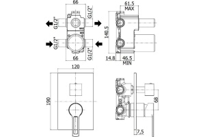 Смеситель Paffoni Ringo RIN018NO/M С ВНУТРЕННЕЙ ЧАСТЬЮ, для ванны с душем - 2
