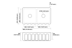 KERASAN Hannah SURREY Раковина керамическая кухонная 800x470x230 мм,без отв под смеситель, без сифона, толщина 40 мм, цвет белый - 2