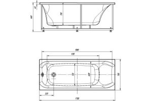 Акриловая ванна Акватек Альфа 170 см - 2
