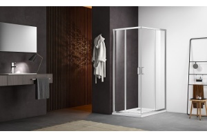 AQ ARI KV 10020CH Душевой уголок квадратный, двери раздвижные 1000x1000x2000 профиль хром, стекло прозрачное - 3