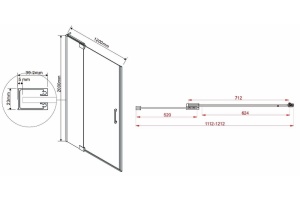 Душевая дверь Vincea Extra 110х120 черная стекло прозрачное - 3