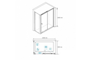 Душевой уголок RGW Classic CL-48-1В 100x80 профиль черный матовый стекло прозрачное - 3