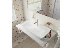 Столешница с раковиной DIWO Элиста 100 белый мрамор, с раковиной Углич 0117 - 3