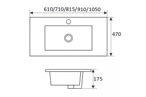 Раковина встраиваемая CeramaLux N 91 см черный матовый (9090MMB) - 3