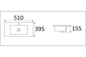 Раковина встраиваемая CeramaLux N 51 см белый (9393-50) - 2