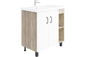 Тумба под раковину Onika Тимбер 80 белый матовый - светлое дерево