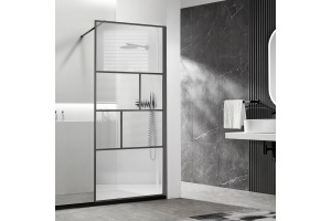 Душевая перегородка Vincea Walk-In 80х200 профиль темный хром стекло рифленое 