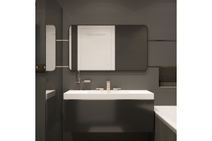 Зеркало DIWO Кострома 120 черное, с подсветкой светодиодной, прямоугольное, настенное - 2