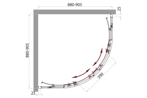 Душевой уголок BelBagno Sela 90х90 профиль хром стекло рифленое - 3