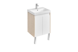 Тумба с раковиной Aquaton Сканди Doors 55 белый - светлое дерево - 2