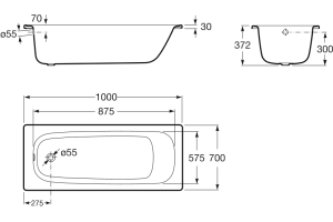 Стальная ванна Roca Contesa 100x70 - 2