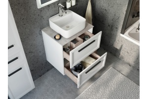 Тумба с раковиной STWORKI Эстерсунд 60 белая матовая, простоун беж - 3