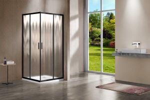 Душевой уголок Vincea Garda VSS-1G900CHB 90x90, профиль чёрный, стекло шиншилла - 2