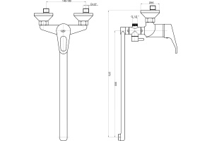 Смеситель для ванны GPD Kalipso универсальный хром - 2