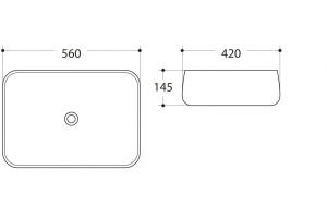 Раковина керамическая накладная AM-78102, цвет белый, 560х420х145 - 2