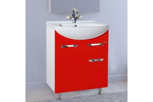 Тумба с раковиной Bellezza Альфа 65 красная с ящиком