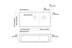 KERASAN Hannah OXFORDSHIRE Раковина керамическая кухонная 1003x470x254 мм,без отв под смеситель, без сифона, толщина 40 мм, цвет белый - 2