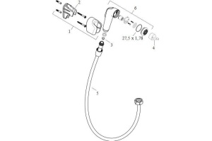Гигиенический душ Hansgrohe 32127000 со шлангом 1,25 м - 2