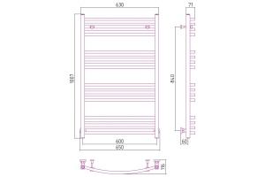 Полотенцесушитель водяной ДР АРКУС 1000х600 (Без покрытия) - 3