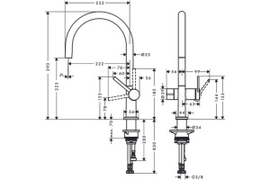 Кухонный смеситель однорычажный, 220, с запорным вентилем, 1jet Hansgrohe 72805670 - 3