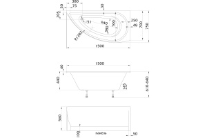 Акриловая ванна 1MarKa Piccolo L 150x75 - 3
