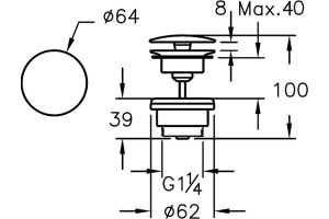 Донный клапан для раковин с/перел. (нажимной) - 2