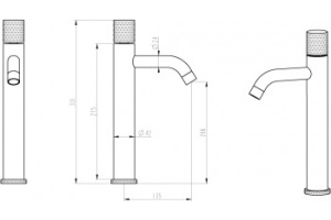 Смеситель для раковины высокий Boheme Stick золото с черным - 2