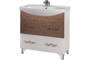 Тумба с раковиной Bellezza Маргарита 120 2 ящика белая/бронза