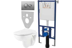 Комплект Унитаз подвесной Seramiksan Petite A101002H с микролифтом + Система инсталляции для унитазов DIWO 4501 + Кнопка смыва DIWO 7311 хром матовый