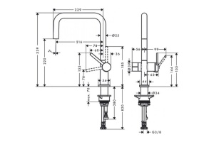 Кухонный смеситель однорычажный, U 220, с запорным вентилем, 1jet Hansgrohe 72807000 - 3