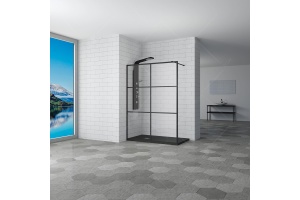 Душевая перегородка 100*200 RGW WA-11-B Чёрный/Прозрачное(Принт)/8 мм (980-1000) (Easy)