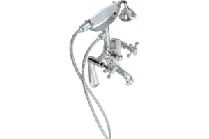 Ванна из искусственного камня Фэма Салерно 2 белая, ножки хром, со смесителем - 3