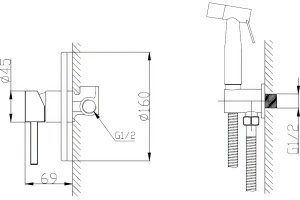 ETNA-SET-HGN-IN Набор для гигиенического душа, исполнение сатин (Смеситель для гигиенического душа, шланг PVC 150 см, душ гигиенический,  штуцер с дер - 2