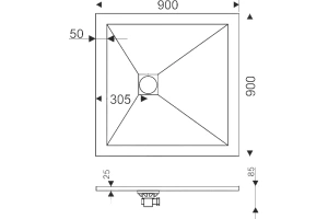 Поддон для душа RGW Stone Tray ST-0075G 90х90 темно серый - 2