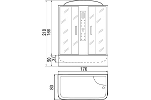 Душевая кабина с поддоном River Dunay 170/80/55 TH (10000001473) - 2