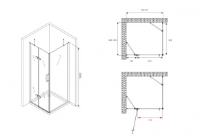 Душевой уголок Abber Zart 90x100 профиль хром стекло прозрачное - 3