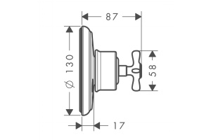 AX Montreux Встраиваемый запорный/переключающий вентиль Trio/Quattro , ¾ (внешняя часть), цвет: хром - 2