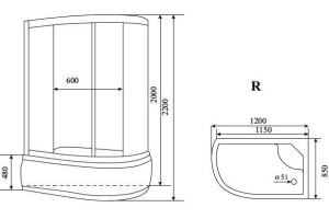 Душевая кабина Timo Lux 120x85 см (T-7720 R) - 2