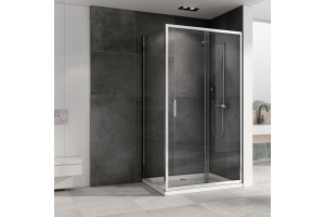 Душевой уголок Abber Schwarzer Diamant 140x60 профиль хром стекло прозрачное - 2