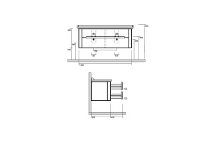 Kerasan Waldorf База подвесная под раковину 150см, с 4 ящиками, лак.дерево, цвет: черный матовый/Nero matt - 2