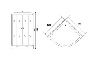 Душевая кабина NG-1903-01R (1200х800х2200) низкий поддон(16см) стекло ТОНИРОВАННОЕ - 2