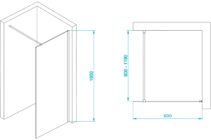 Душевая перегородка RGW Walk In WA-002B 60х195 профиль черный стекло прозрачное - 3