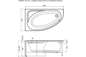Акриловая ванна Aquanet Mia 140x80 L - 3